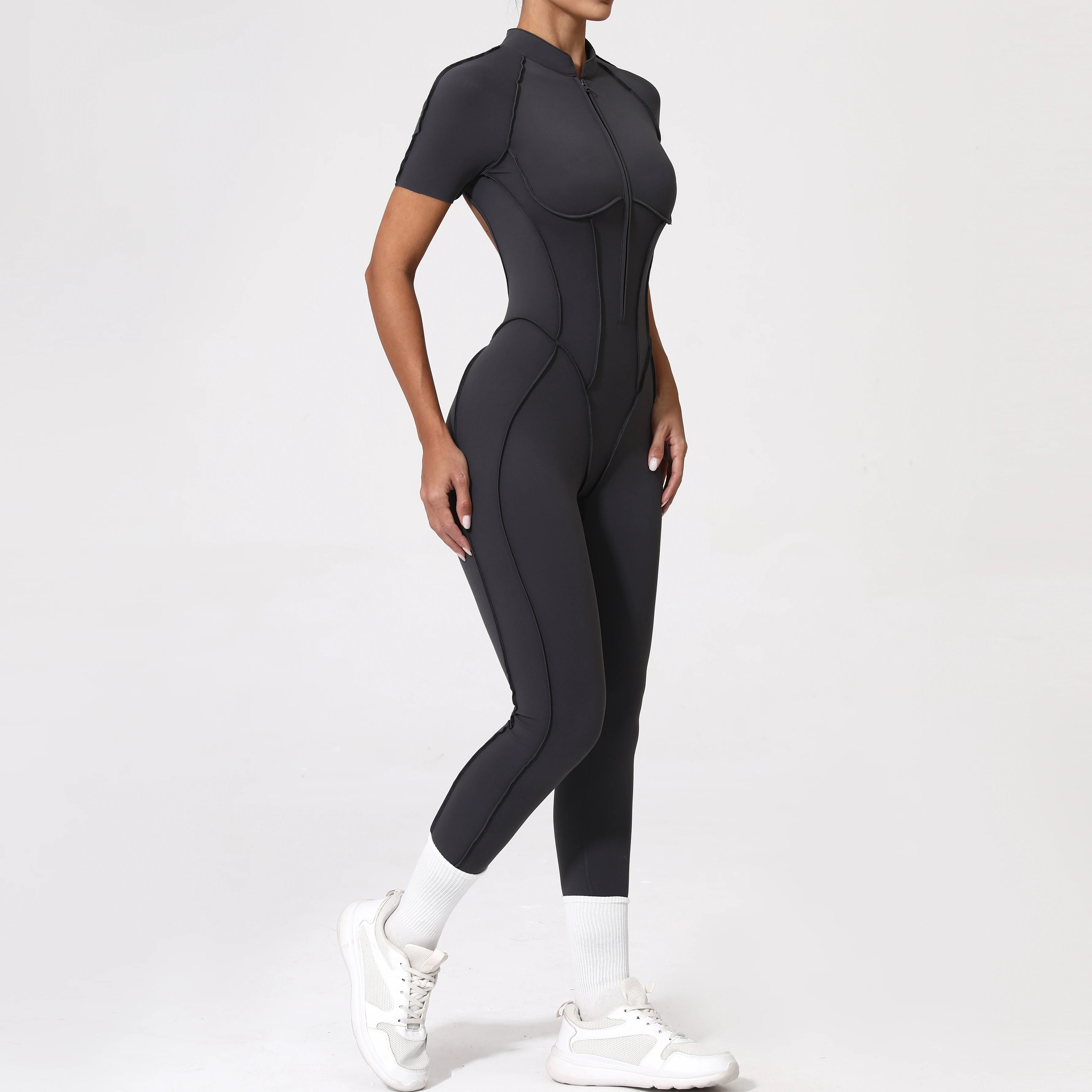 Backless Zip Jumpsuit-4