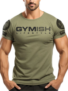 2025 Summer New Men's T-shirt European And American Style Fitness 3D Letter Print Slim Men's Top Breathable And Quick Drying-3
